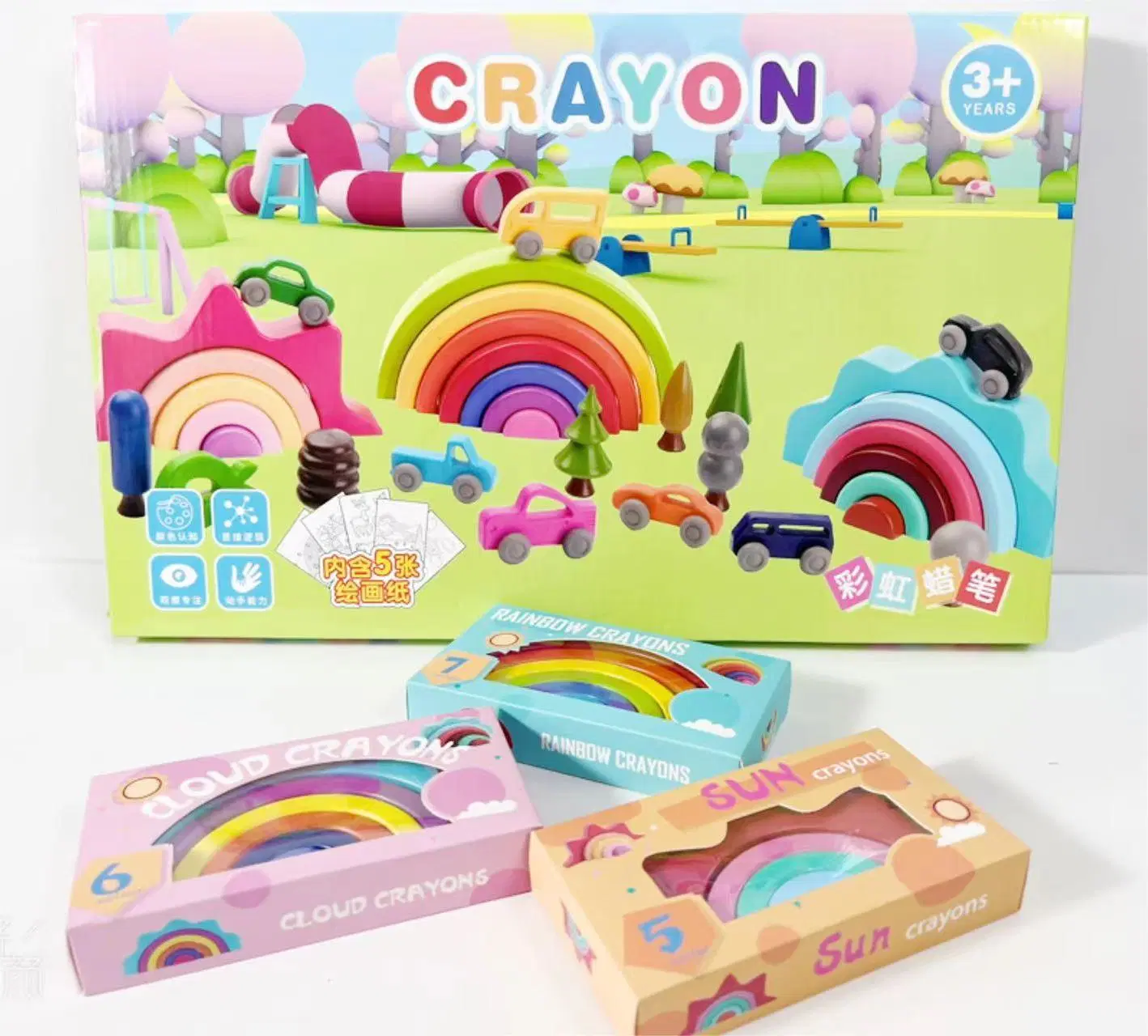 Manufacture Custom Non-Toxic Children Safety Coloring 6color Rainbow Shape Crayon