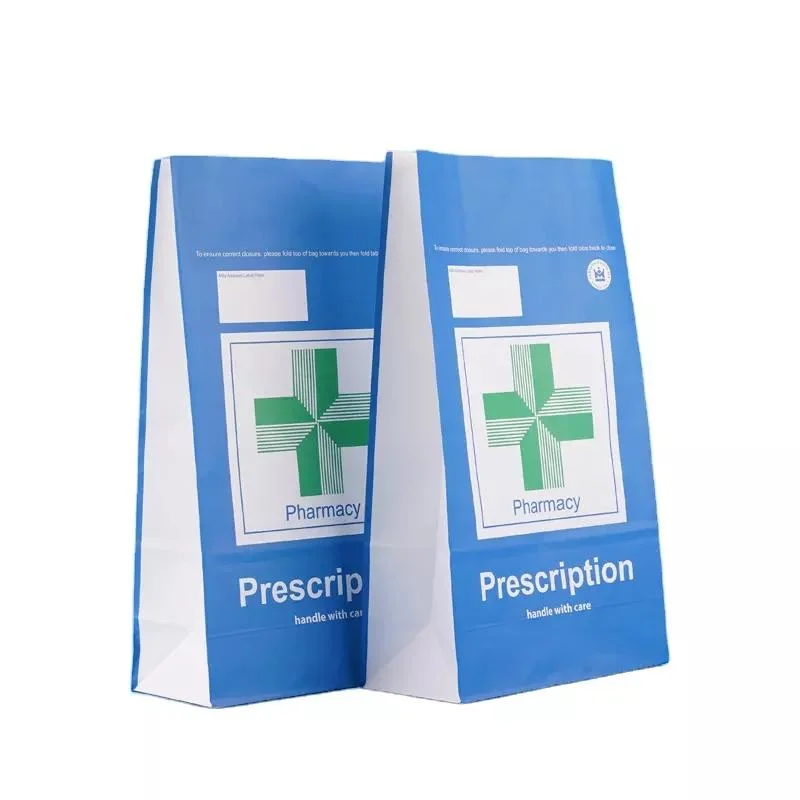 Recyclable Custom Printed Waterproof Pharmacy Medical Sickness Kraft Paper Bags