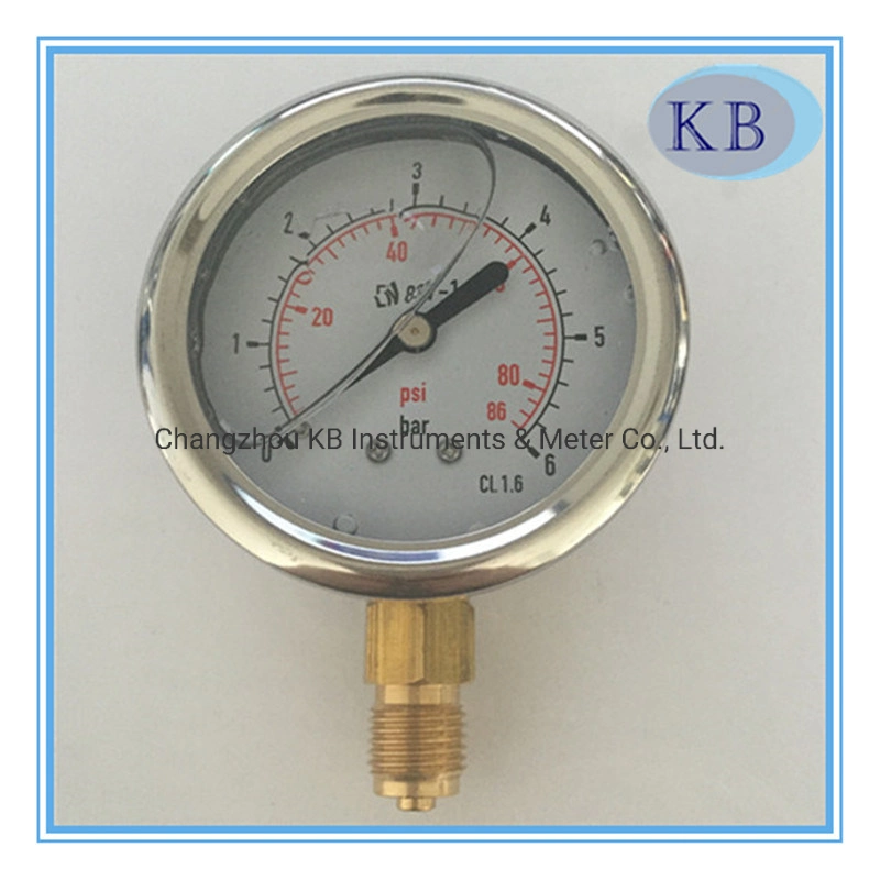 Wholesaler Made in China Dial 63mm 2.5" Stainless Steel Manometers Oil Filled Pressure Gauges High Qualitity