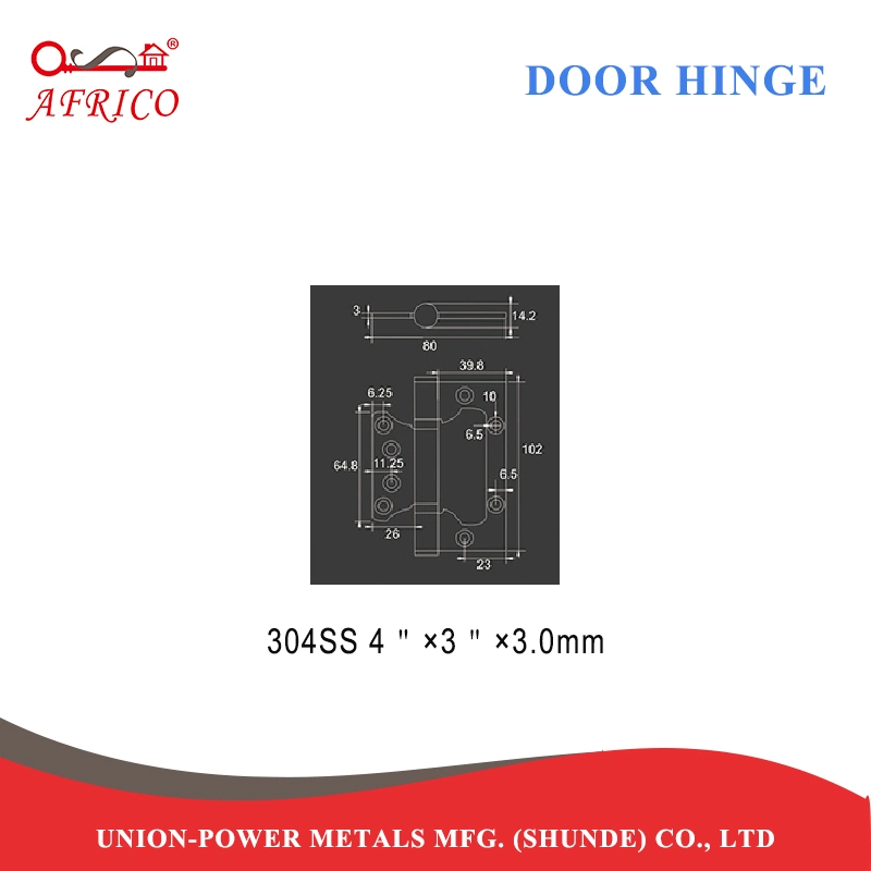 Russia Fixed Pin 2bb Pivot Stainless Steel Door Butterfly Hinge (5"X3mm)