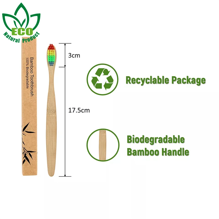 Flat Handle No Plastic Eco Natural Bristle Charcoal Bamboo Toothbrush for Hotel