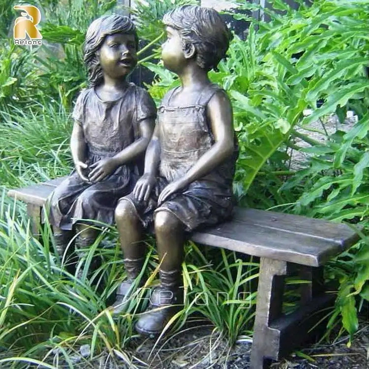 Custom Brass Kid Finishing Sculpture Outdoor Life Size Bronze Garden Statues