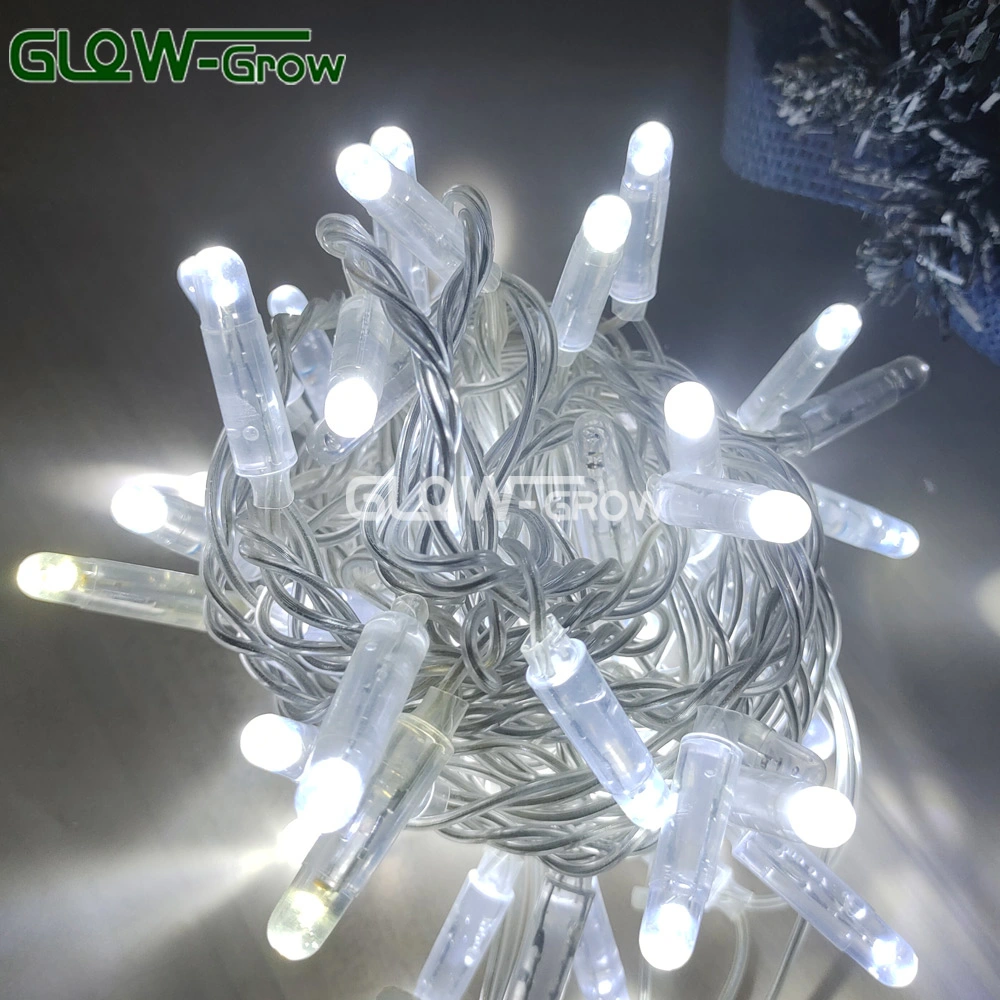 Cool White Transparent PVC Christmas LED String Light with Flash Bulb for Shopping Center Pub Club Concert Hall Cabaret Fashion Show Dance Stage Decoration