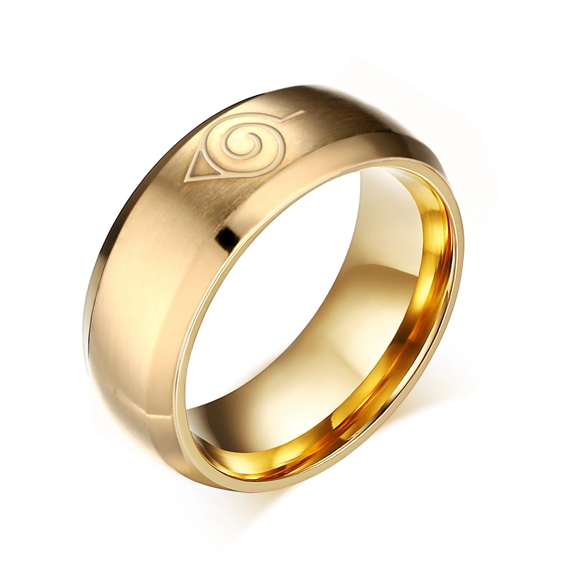 Manufacturers Wholesale Laser Naruto Ring Custom Steel Gold Rings for Men