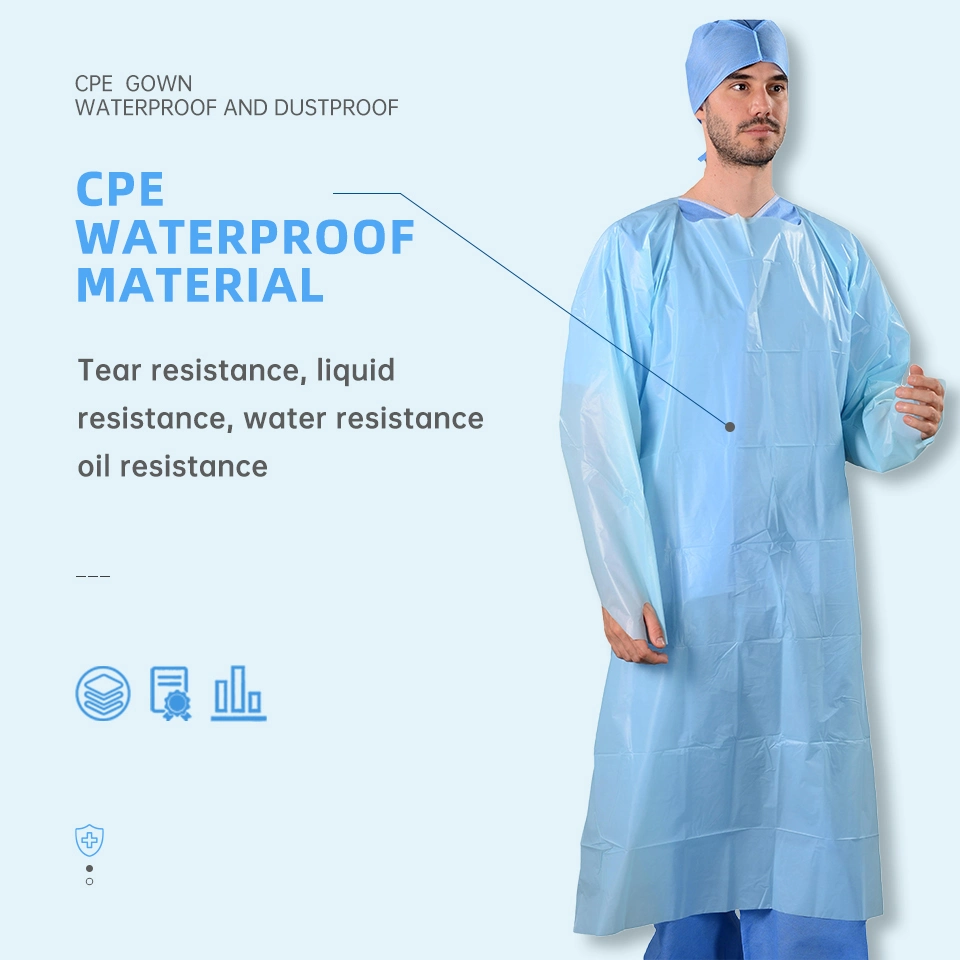 Professional Disposable Nonwoven Patient Gown CPE Waterproof Oilproof