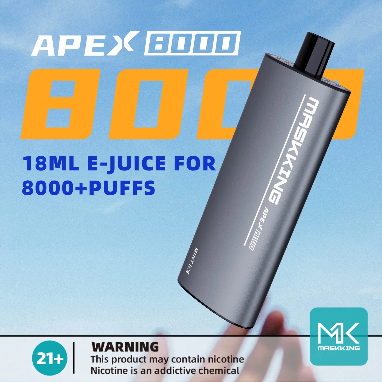 Maskking Apex 8000 Puffs Bar Vaporizer 2% 5% nicotina por atacado Cigarro electrónico