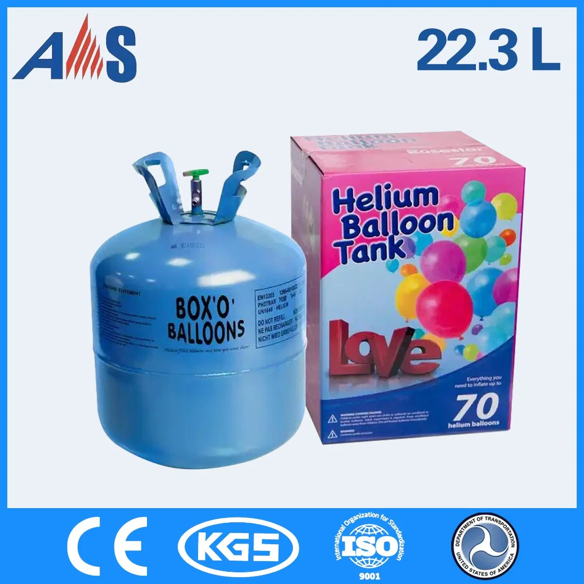 CE DOT Helium Gas Tank Low Pressure 18bar 22.3L 30lb Cylinder for 100 Party Balloons for Party Celebration