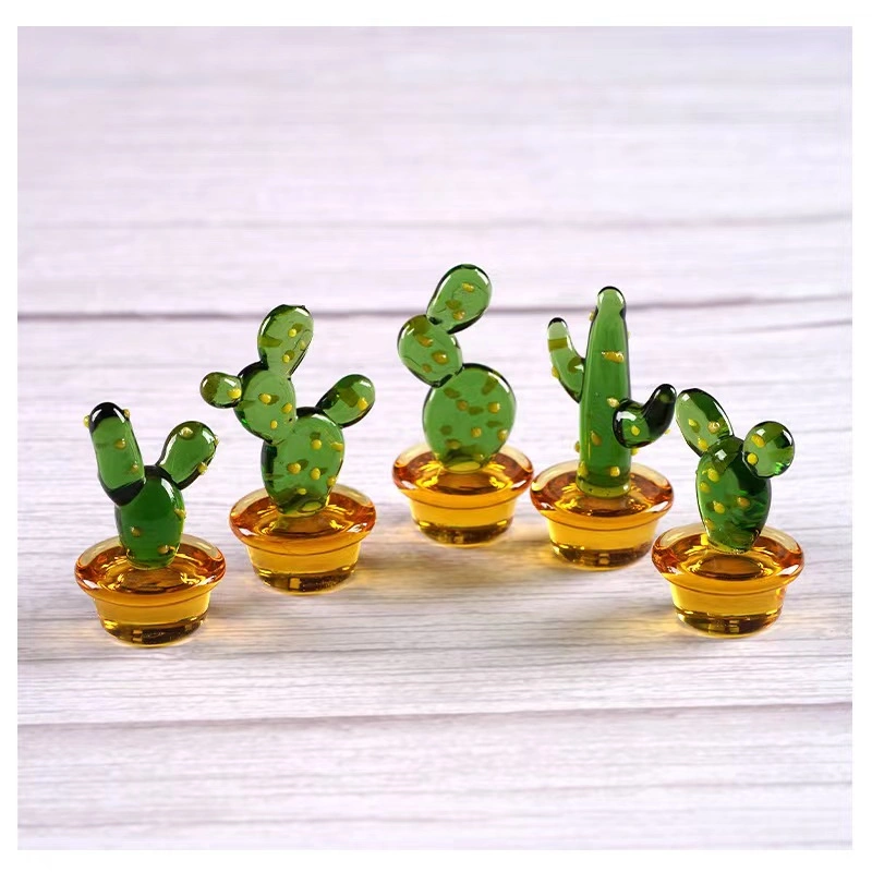 Handmade Glass Ornaments Cactus Desktop Decorations Glass Small Ornaments Home Furnishings