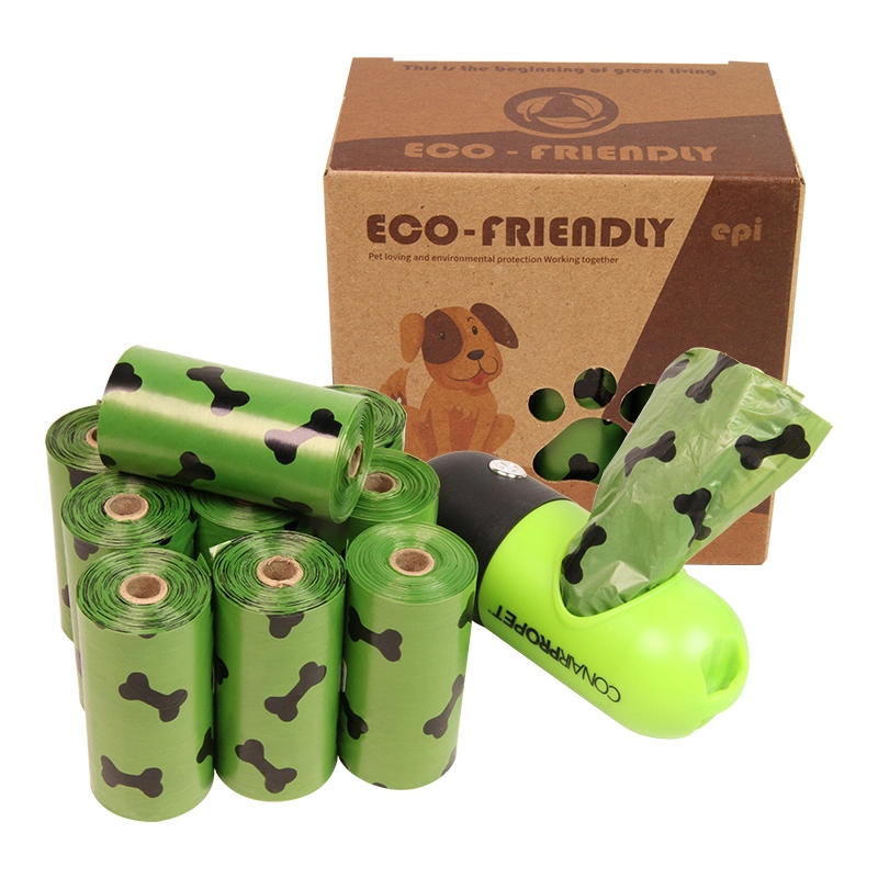 China Manufacturer Proveedor degradable compostable Mini Pet Doggy Dog Poop Basura Bolsa de plástico Bolsas de basura en rollo para perros