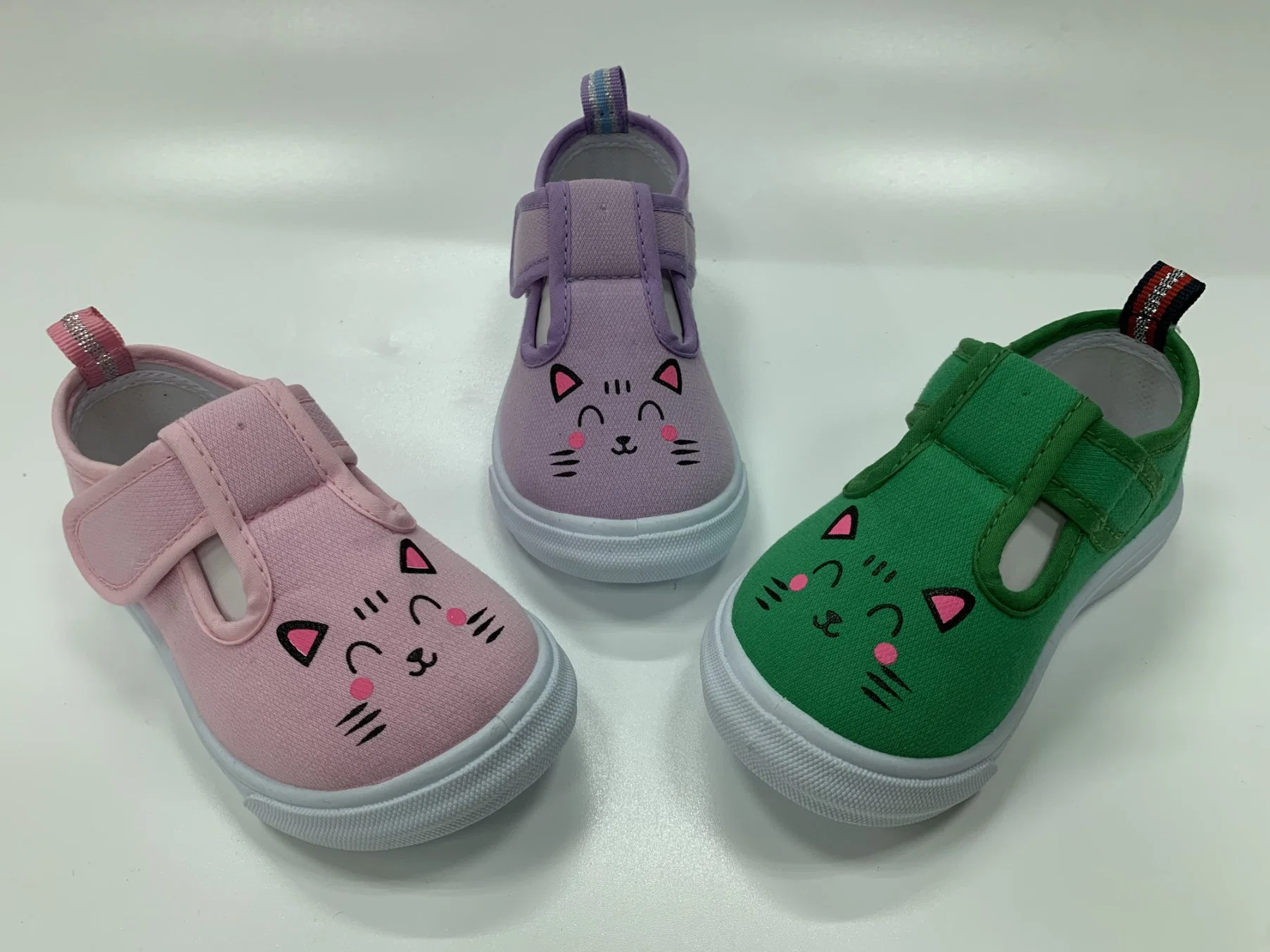 Tejido de algodón puro zapatos infantiles impresión Animal Suela de PVC Zapatos Kids Casual