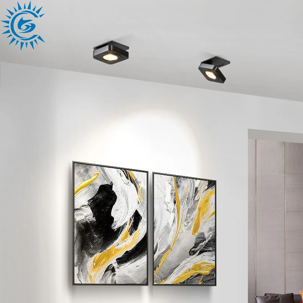 Square White Black Foldable 7W 3000K 4000K 6000K CCT Dimmable COB LED Recessed Ceiling Spotlight Down Lighting Fixture