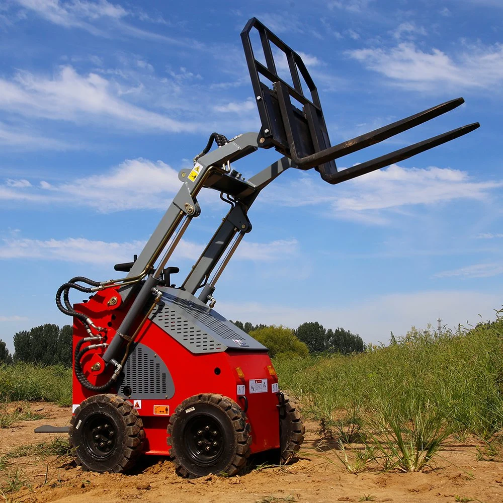 Transporte gratuito de fábrica Mini Skid Steer Track Wheel Loader Pequeno Mini Skid diesel para construção agrícola com pá dianteira compacta da EPA CE Balde da direção para venda