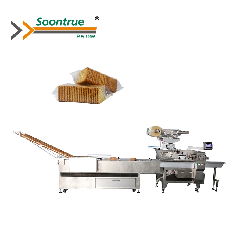Automatic Bread/Biscuit/Cookie/Crackers/Dry Bread/Potato Chips Food Packing Machine Without Tray/on Edge Packaging Machine