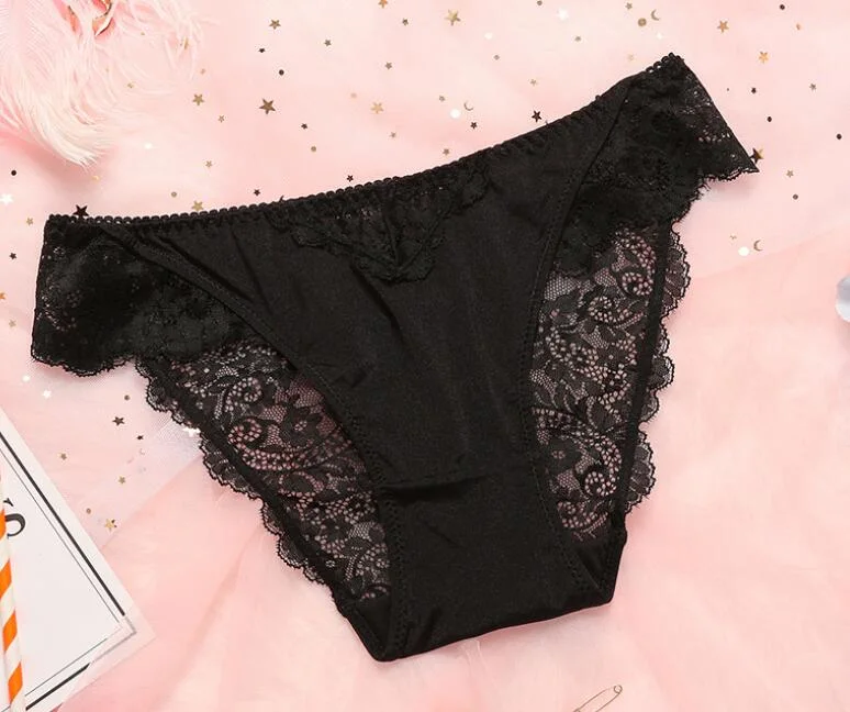 Women Sexy Satin Panty Underwear with Lace