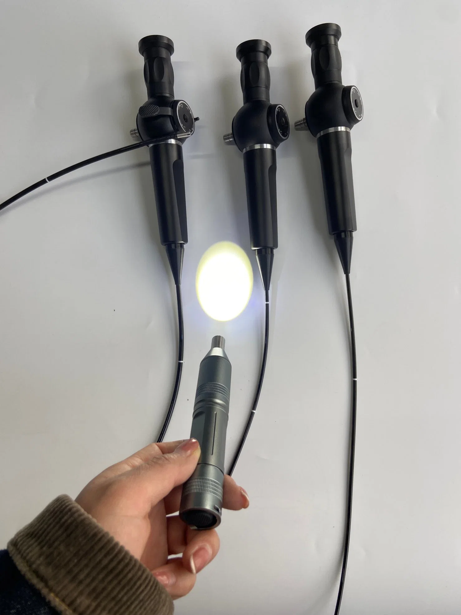 Flexible Optical Fiberscope with 4mm Camera Lens, 2 Way Bending Direction, Fiber Optical Light