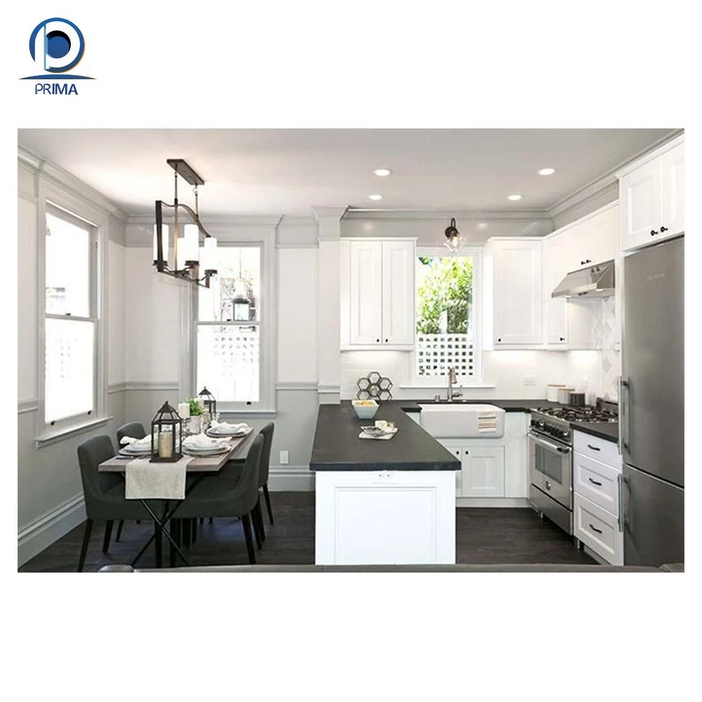 Custom Modern White Wooden/Metal Aluminium Profile Kitchen Cabinet Furniture