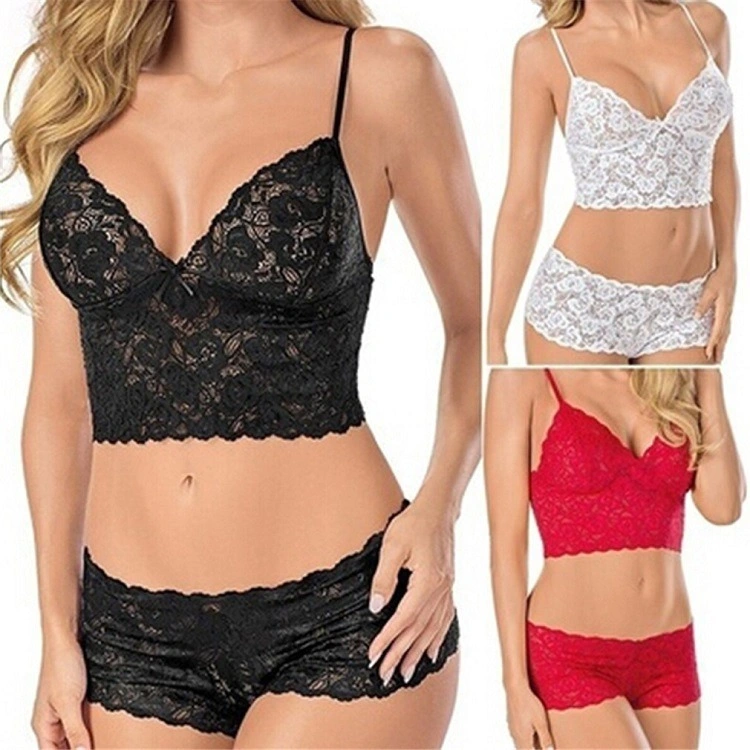 Wholesale Scallopped femmes Paded soutiens-gorge sans fil Sostenes Sin COSTURA Lace soutien-gorge pour femme Sexy Lace Lingerie Set