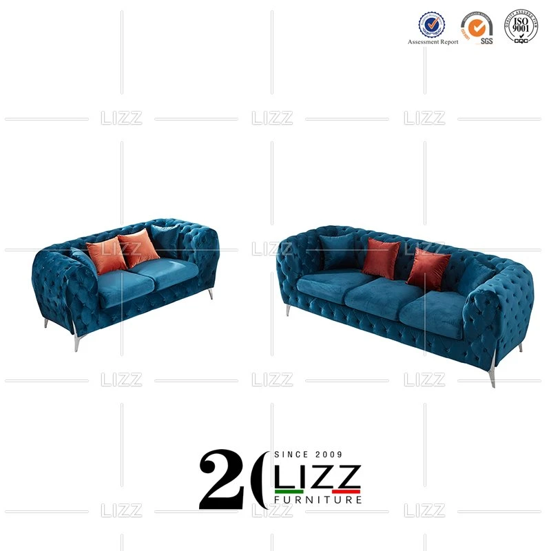 Luxo comercial Chesterfield Tecido Veludo Sofá Mobiliário cadeira