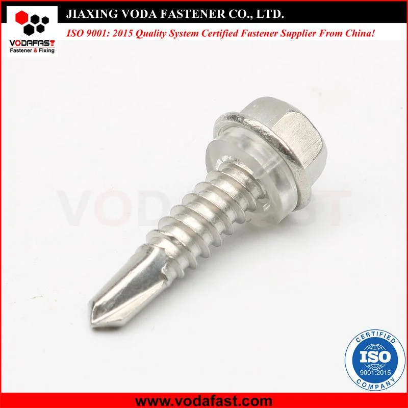 Vodafast Ss Carbon Steel Hex Washer Drilling Screw with Plastic Washer