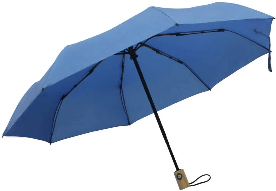 Skeleton Structure Umbrella Retractable Foldable Sun Protection Wind Resistant Travel Small Carry on Wooden Handle Umbrella