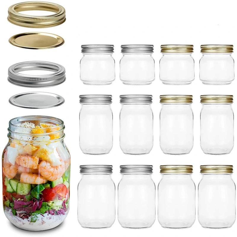 Empty Clear Sealed Glass Mason Jars Home Storage Glass Jar with Metal Lid