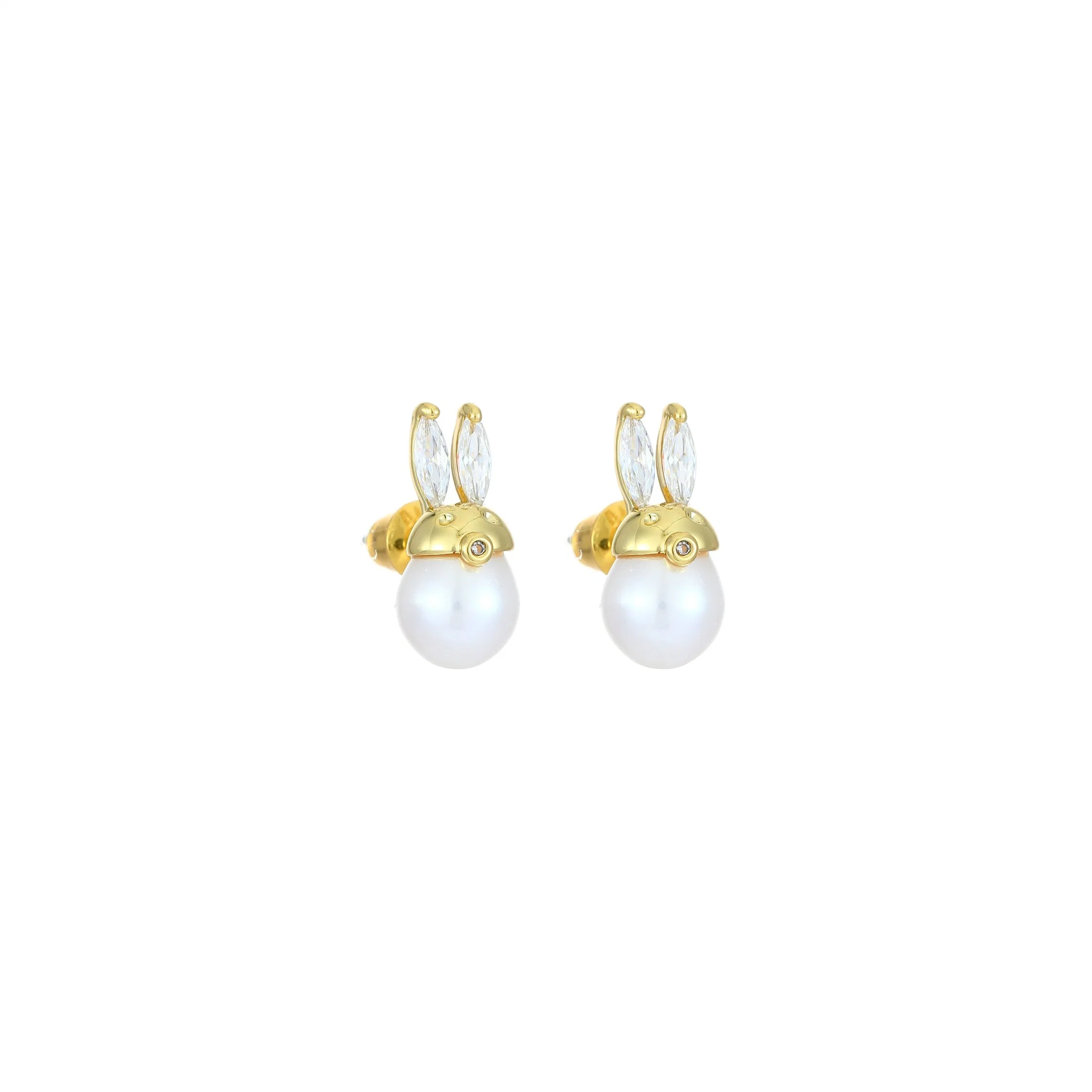 Freshwater Pearl Little Rabbit Ear Studs Female Cute Personality Fashion Ear Accessories College Style Trendy Style