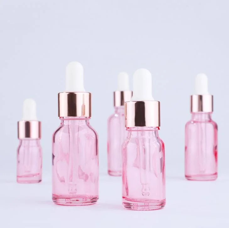 FDA Approved 30ml 50ml Pink Glass Dropper Bottles for Essential Oil