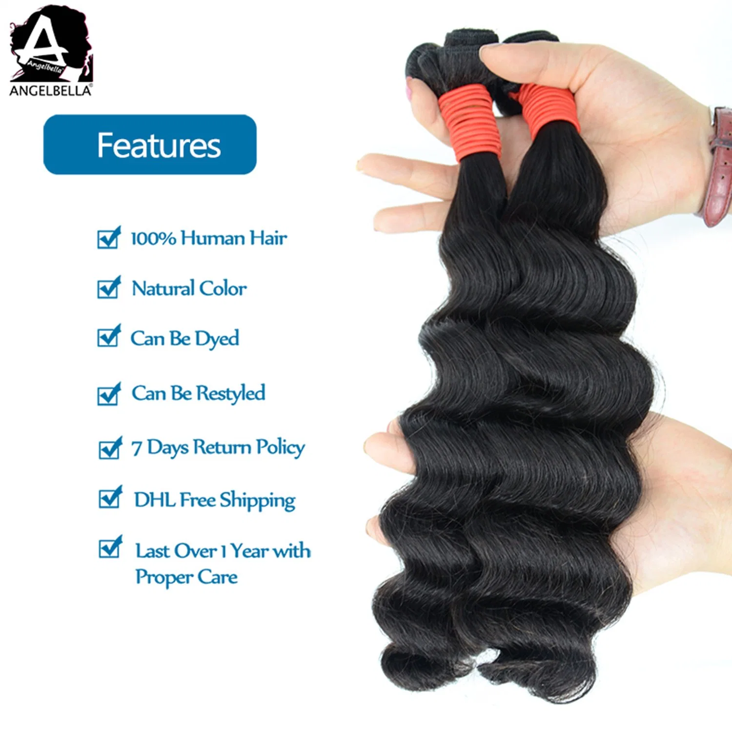 Angelbella Top Quality Super Double Drawn Sdd Hair Natural Black Hair Weft