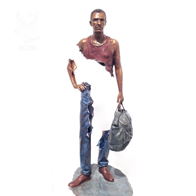 Life Size Antique Bronze Casting Traveler Sculpture for Sale