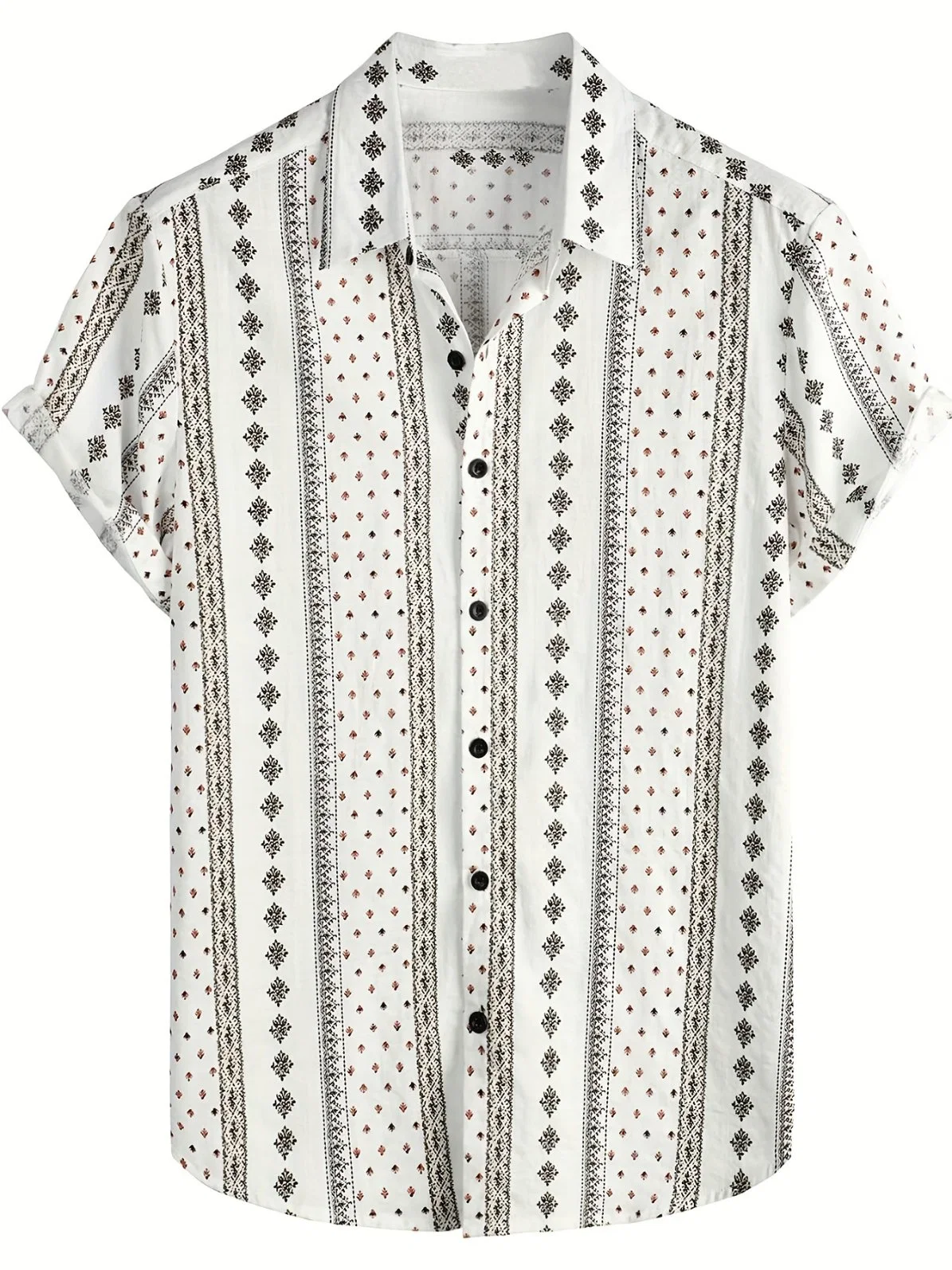 Mens Summer Hot Sale Casual Woven Stripe Print Shirt