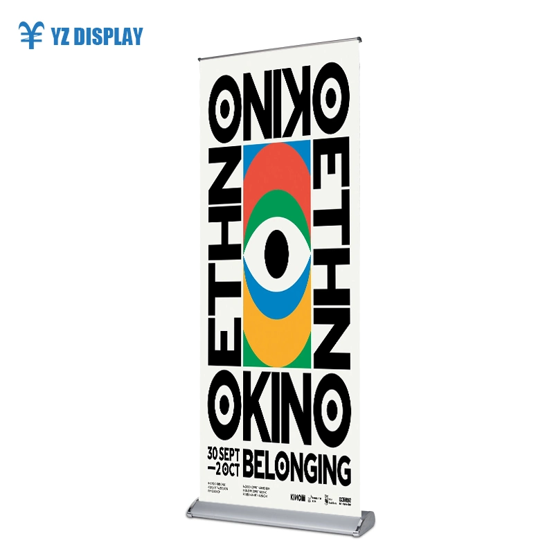 Digitale Werbung breite Basis Kunststoff Stahl Roll Up Standee Display Bannerständer