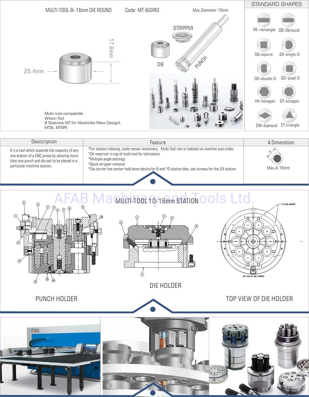 Nisshinbo Wilson Multi-Tool Mt8I-16mm Die Round Multiherramienta