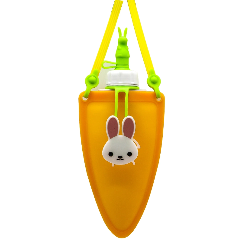 Children Portable Cute Sport Drink Water Bottle Silicone Water Kettle Cute Carrot Style Food Grade Silicone Can Be Customized