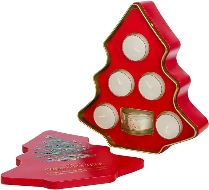 Christmas Tree Scented Tealight Candle Gift Set Tin