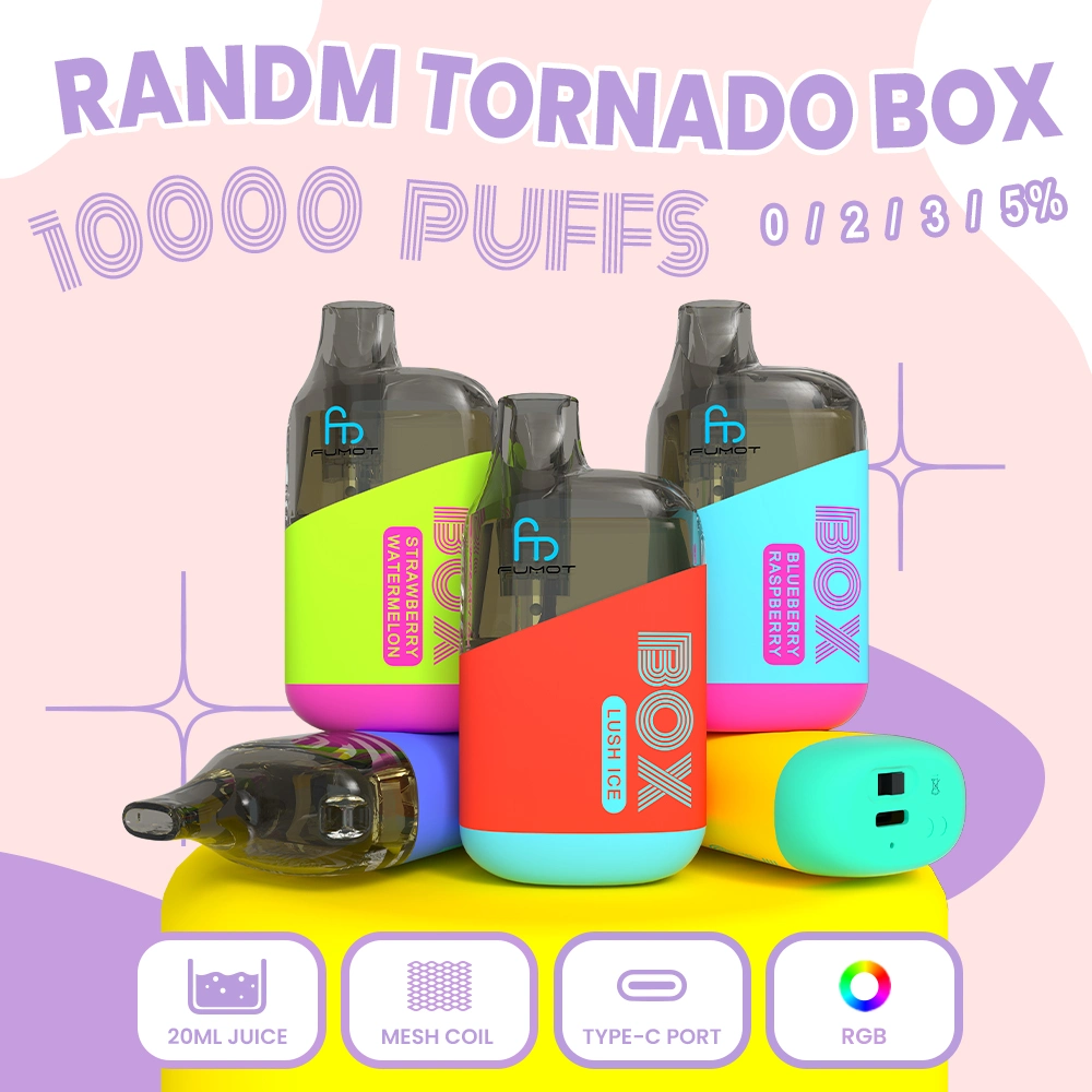 Authentique Randm Tornado Box 10000 Puffs Vape Pen E jetable Cigarette avec bobine en maille de contrôle du débit d'air 850 mAh batterie rechargeable 20 ml