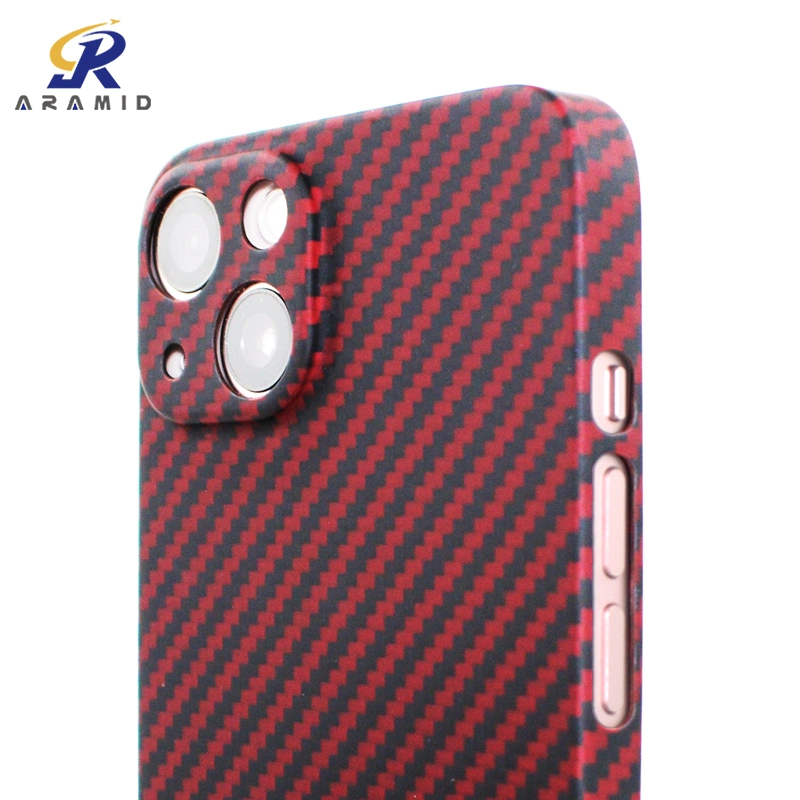 Großhandel in Kevlar Handy-Tasche geeignet für iPhone13 Mini Handy Schwarz Rot Fine Hole Kamera Hot Verkauf Gut Hochwertige Stoßfeste Handyhülle