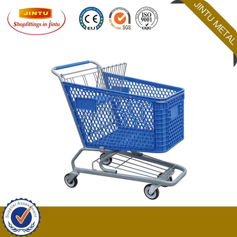 4 Wheel Supermarket American Style Wire Basket Shopping Trolley Cart