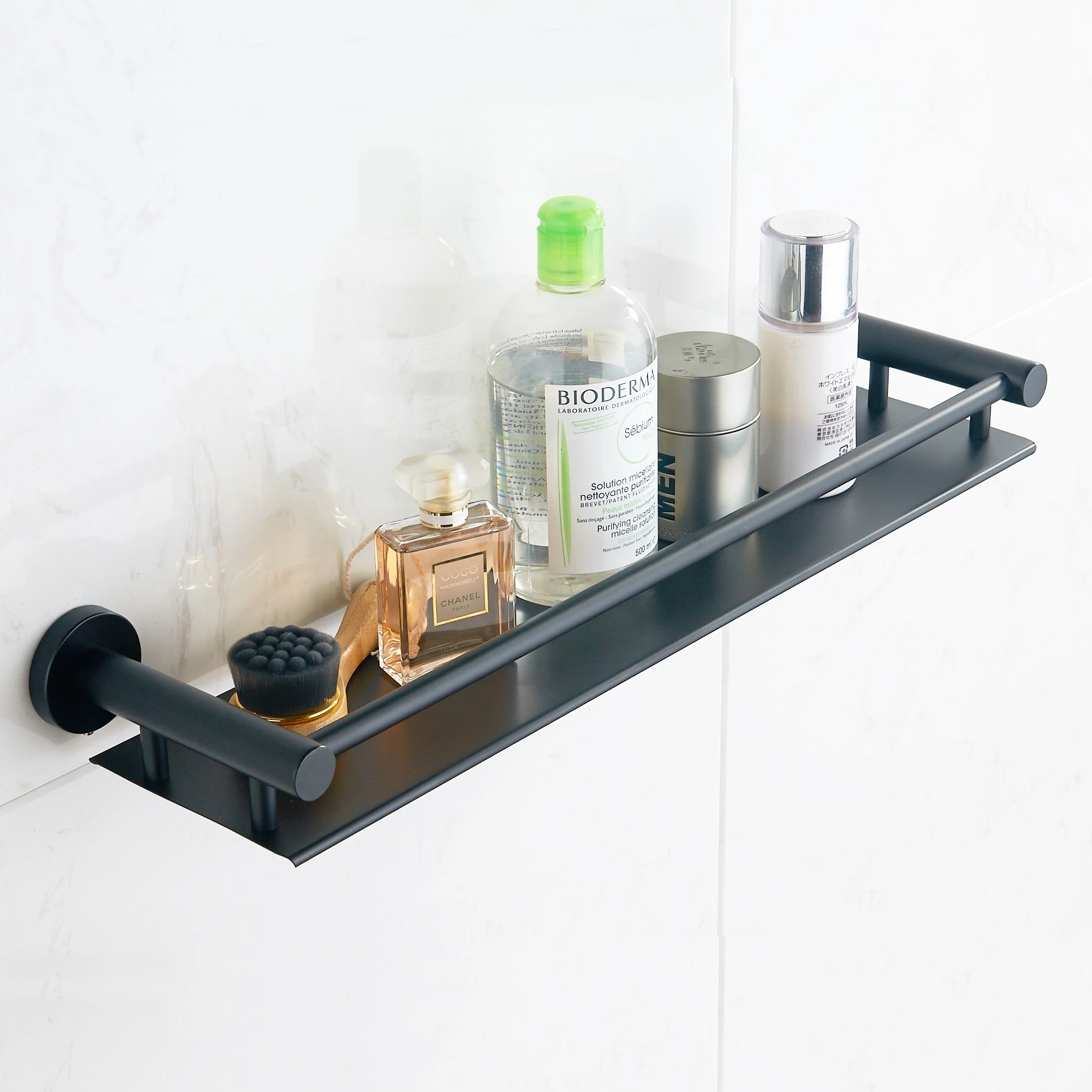 Black 304 Stainless Steel Hotel Shower Storage Wall Mounted Bathroom Shower Shelf