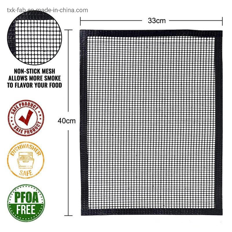 Food Safe Heat Resistant PTFE BBQ Grill Mesh Mat with Edges