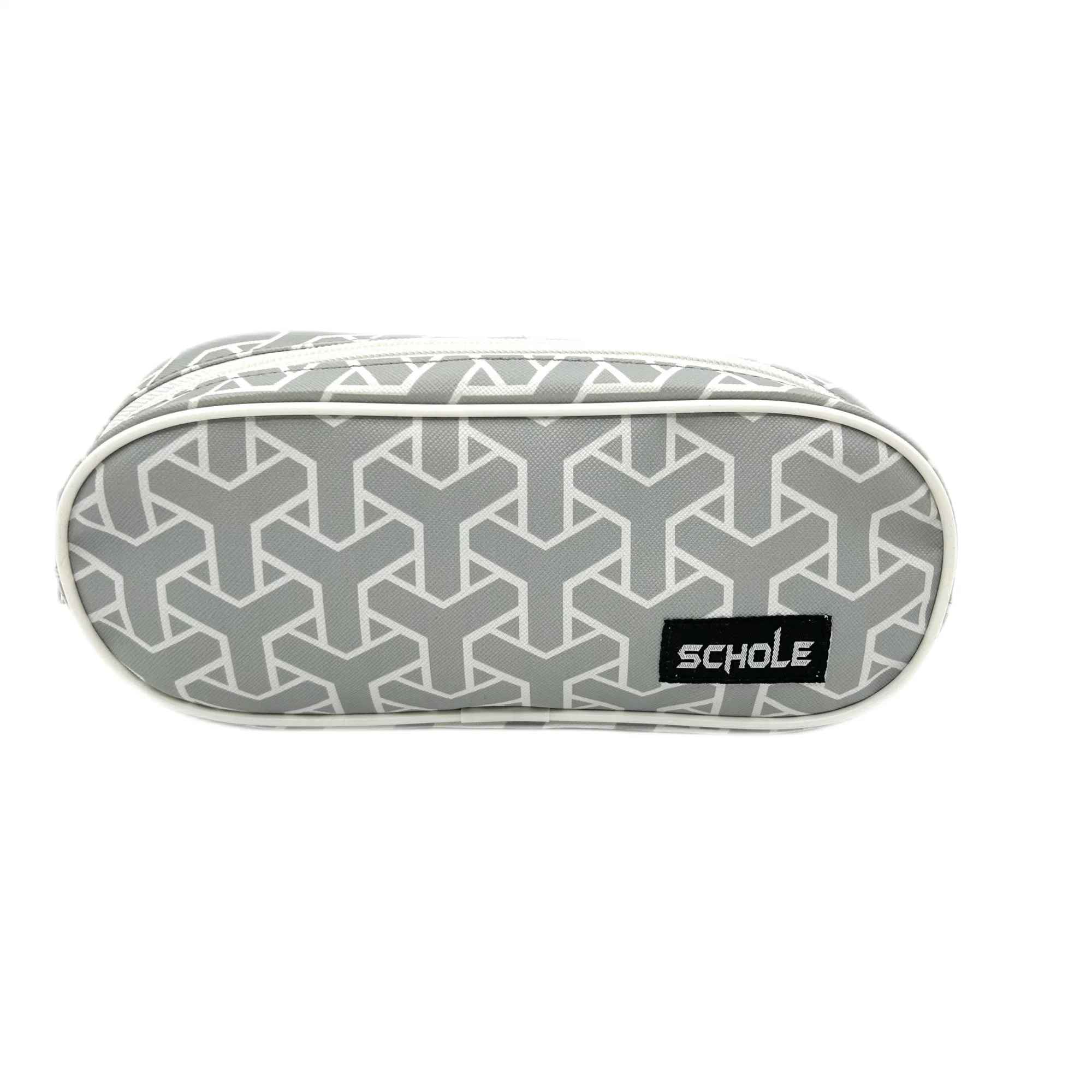 New gray and white design sense lines mesh yarn bowknot stationery bag pencil case set manufacturers wholesale