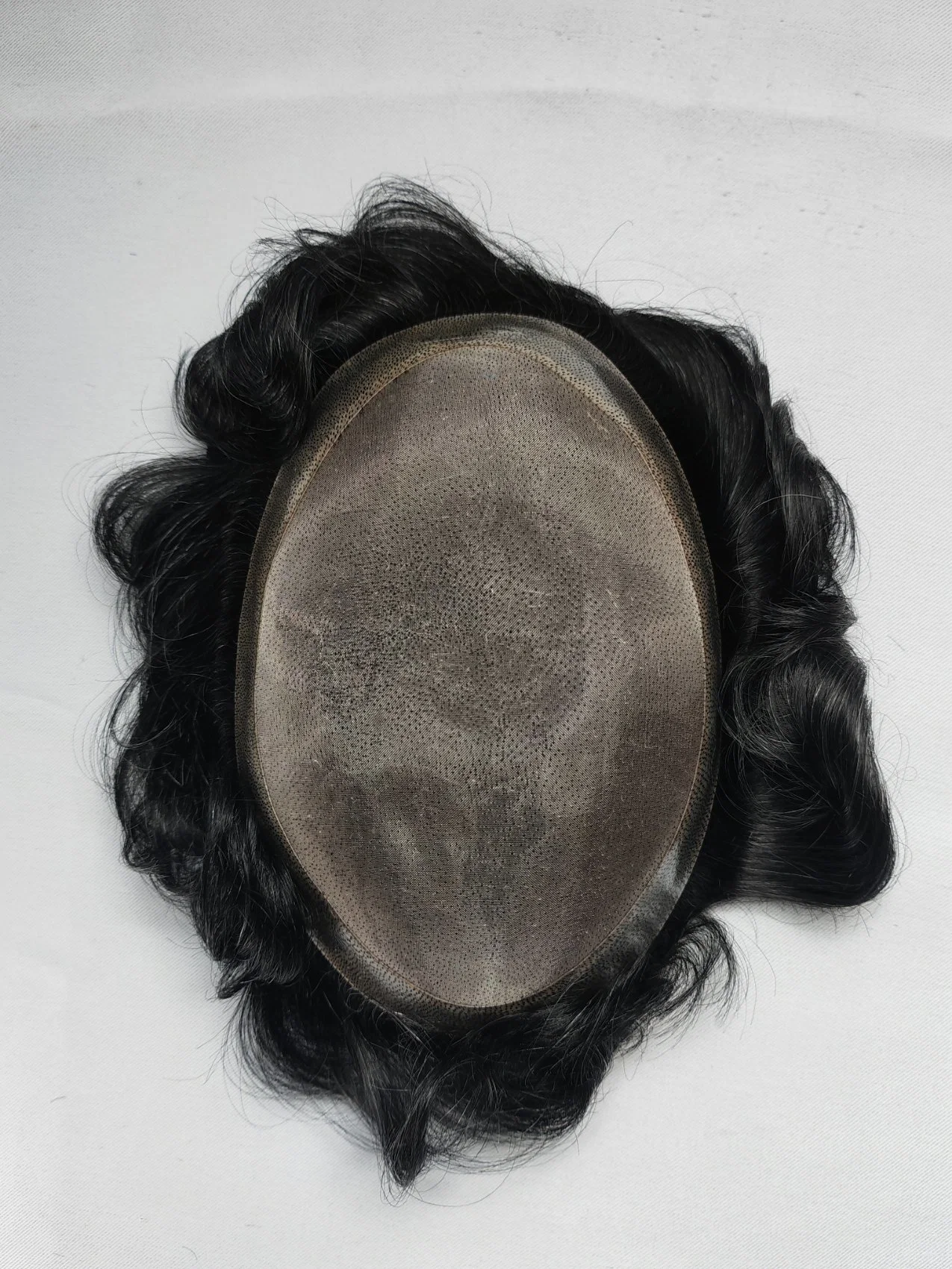 Most-Comfortable Hand-Knotted Custom-Made Fine-Mono Base Human Hair System Made of Remy-Human-Hair