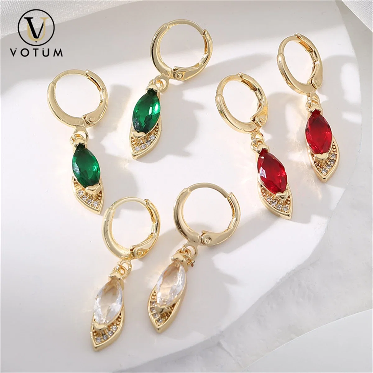 Votum Factory Customize S925 Sterling Silver Natural Crystal Dangle Earring with Diamonds Gold Plated Jewelry