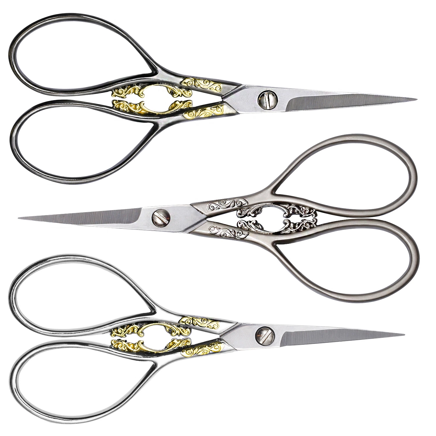 High quality/High cost performance Embroidery Scissors Vintage Embossed Handle Fabric Scissors