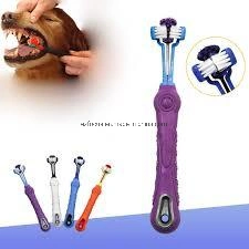 Pet Toothbrush Three Sided Brush Additional Teeth Care Dog Cat Cleaning Wbb12400