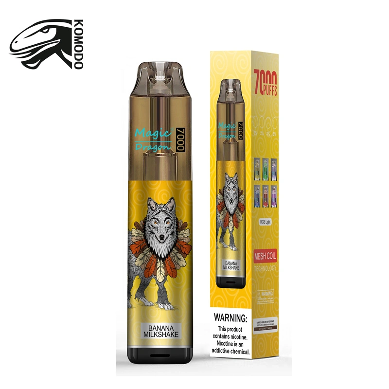 Magic Dragon Vapes desechables 7000 Puffs nicotina 6 colores RGB Compañía de Licencia de Tabaco ligero