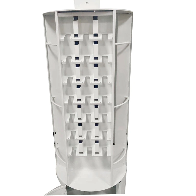 OEM Custom Freestanding Cylindrical Rotatable Metal Shelf Display Stand
