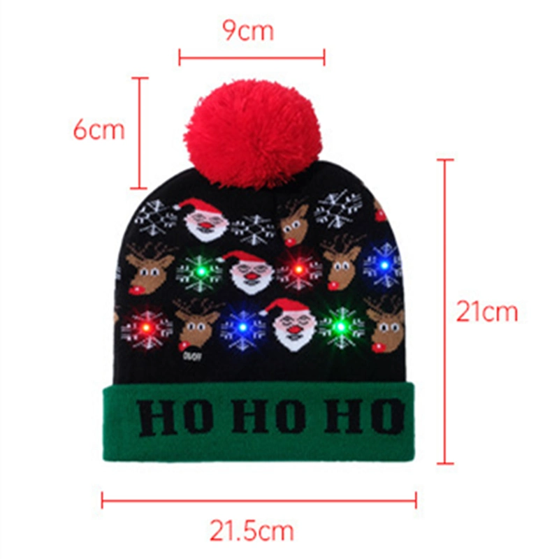 Christmas Hat LED Thermal Knitted Cap Xmas Holiday Hat with Reindeer