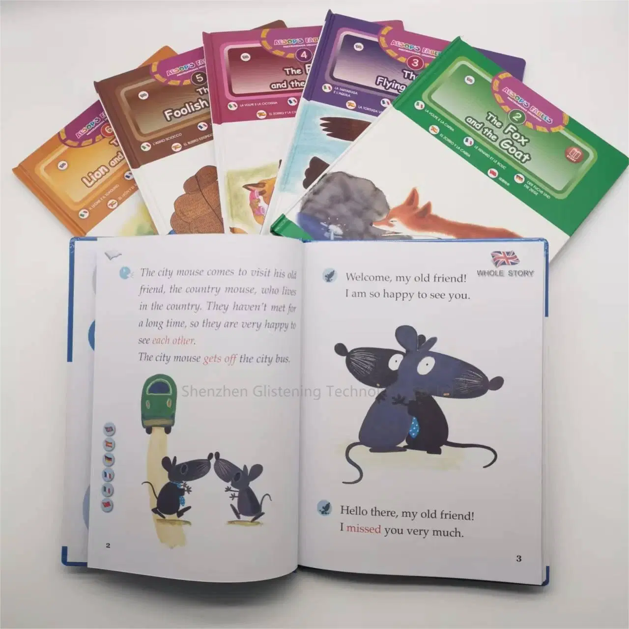 Kids Audio Aesop&prime; S Fables Books Talking Pen with 6 Languages