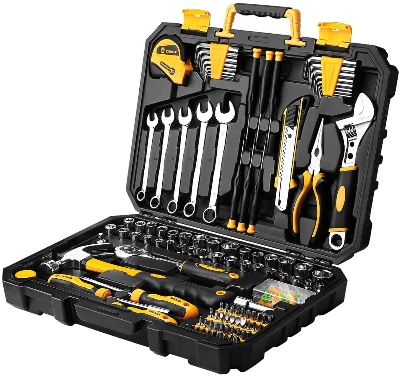 208 Piece Tool Set, General Household Hand Tool Kit with Plastic Toolbox Storage Case