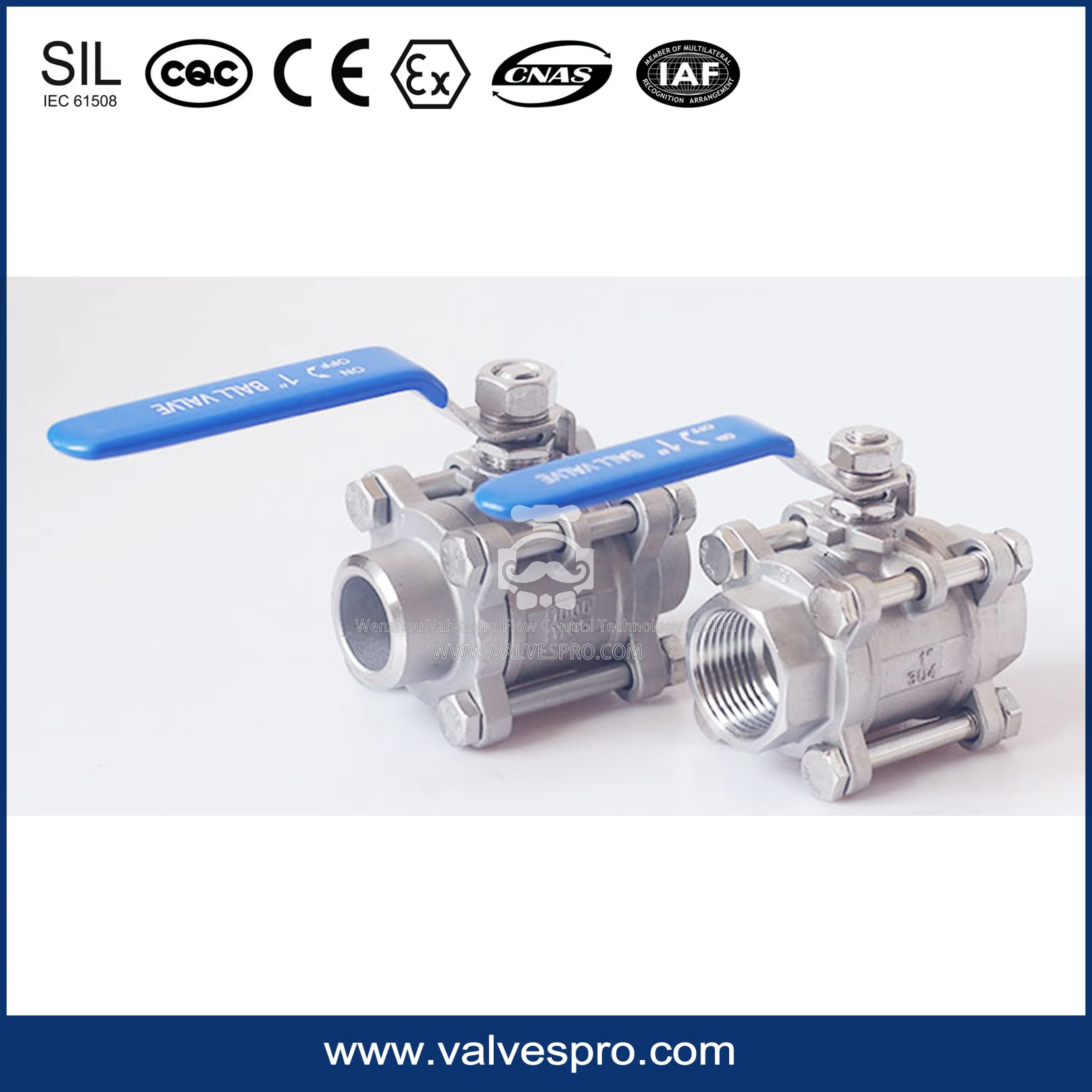 Stainless Steel Full Bore Butt Weld 1000wog 3PC Ball Valve with Long Butt Weld Pipe